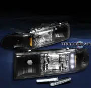 1991-1996 CHEVY CAPRICE/1994+ IMPALA LED BLACK CRYSTAL HEAD LIGHTS+CORNER W/DRL