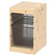 TROFAST storage combination with boxes, light white stained pine/dark grey, 32x44x53 cm