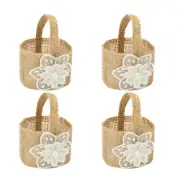 4pcs Storage Basket White Basket Flowers Burlap Flower Baskets