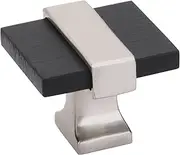 [Amerock] Cabinet Knob | Brushed Matte Black/Satin Nickel | 1-3/8 inch (35 mm) Length | Overton | 1 Pack | Drawer Knob | Cabinet Hardware