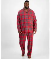 Holiday Lane Men's Big & Tall Brinkley Plaid Notch Colla Pajama Set SZ 1XB 5625