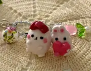 Cute Kawaii Bunny Charm, Handmade Clay Charm, Coquette Shabby Chic Accessory NEW