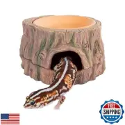 CAVACHEW 3 in 1 Reptile Hide Cave with Detachable Base and Humidity Dish, Ess