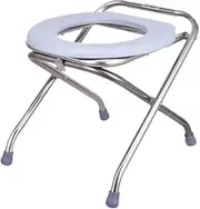 Foldable Commode/Shower Chair Portable Elderly Commode Toilet Chair Thickened Stainless Steel Folding Shower Chair Adjustable Height for Elderly Pregnant Women Toilet Alternative Chair (Color : A)