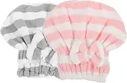 CAXUSD 2pcs Microfiber Hair Drying Cap Super Absorbent Dry Hair Turban Hat for Quick Drying After Bathing Lightweight Travel Friendly for Women
