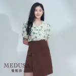 【MEDUSA 曼度莎】現貨-ICARE 紋理綠葉荷葉棉質上衣（F）｜女上衣 短袖上衣(107-18101)