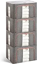 DAWNTREES 4 Pack Clothes Storage Box,100L,60×42×40cm Large Clothes Storage Bins with Handles,Storage Containers for Organizing Bedroom. (Grey)