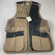 Cabelas Hunting Vest Mens Large Tan Leather Mesh Utility Shotgun Bird Game NEW