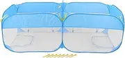 Portable Chicken Run Coop with Zipper- Foldable Chicken Pen - with Transparent Net Cover - Removable for Washing, Outdoor Pet Fence for Hen Duck Rabbit (Blue)