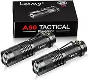 LETMY Tactical Flashlight, Super Bright LED Mini Flashlights with Belt Clip, Zoomable, 3 Modes, Waterproof - Best EDC Flashlight for Gift, Hiking, Camping, Hurricane & Power Outage (2 Pack)