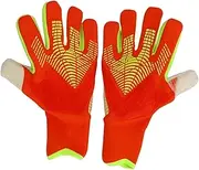 Luocute Soccer Goalie Gloves, Latex Nylon Anti Slip Breathable Finger Protection Goalie Gloves for Men Women Orange