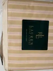 Ralph Lauren San Luca Stripe Percale Red King Flat Sheet New