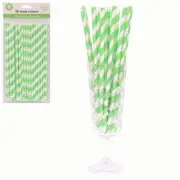 Shamrock Lime Green & White Stripe Paper Straws Pk 50