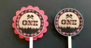 One Lumberjack Cupcake Toppers Set of 24