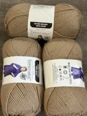 Lot of 3 ~ Loops and Threads Impeccable Yarn ~ Soft Taupe ~ 285 yds ~ 4.5 oz.