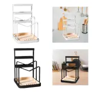 Cutting Board Rack with Draining Tray Pot Lid Organizer for Kitchen Cabinet