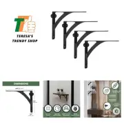 Iron Shelf Brackets for 10", 12" Shelves, Black Shelf Brackets, Heavy Duty Ir...