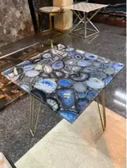 18" Square Wild Agate Stone Side Coffee Table Modern Furniture Farmhouse Decors