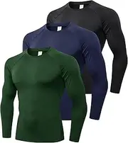 [SPVISE] 1 or 3 Pack Men's Compression Shirts Long Sleeve Workout Gym T-Shirt Running Top Cool Dry Sports Baselayer Undershirts