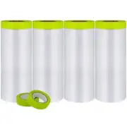Pre-Taped Masking Film-55inx65ft Tape and Drape Painters Paper Rolls, Plastic...