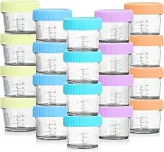 Necomi Glass Baby Food Storage Jars,20 Pack,4oz Baby Food Jars with Airtight Lids,Small Meal Preparation Cans for Baby Food，Fruit and Vegetable Puree, Small Snacks,Freezer & Microwave Safe