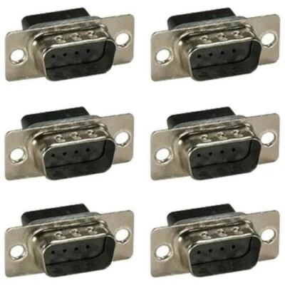 6x Pcs DB9 D-SUB 9-Pin Male Crimp Pin Type Connector Assembly Cup Socket