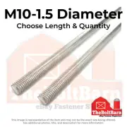M10-1.5x1000 Fully Threaded Rod A2-70 Stainless Steel (Choose Qty)