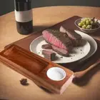 Cheese Board Serving Platter with Round Bowl Sturdy Decorative Steak Rectangular