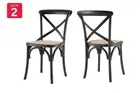 Set of 2 Matt Blatt Melrose Cross Back Dinning Chairs (Black Birch/Rattan Seat),