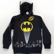 Batman Zip Up Hoodie Youth Size 7 Mask & Ears On Hood New With Tags