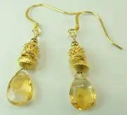Sterling Silver Vermeil Earrings with Teardrop Citirne Wedding Bridal Handmade