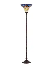 JONATHAN Y Designs Peacock Tiffany-Style 70in Torchiere Floor Lamp