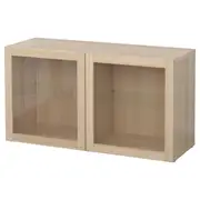BESTÅ shelf unit with glass doors, white stained oak effect/Sindvik white stained oak eff clear glass, 120x40x64 cm
