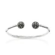 Thomas Sabo TAR078BZM Sterling Silver Black Zig Zag Karma Cuff Bangle RRP $379