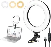 GUYOS 12cm/4.7in USB Ring Light 3200-5600K Color Temperature 10 Brightness Levels with Mounting Clamp for Live Video Laptop Fill Light