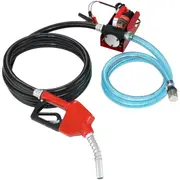 Fuel Transfer Pump, 12V DC, 10 GPM, 8 m Lift, Portable Electric Diesel Transfer Extractor Pump Kit with Automatic Shut-off Nozzle, Delivery & Suction Hose for Diesel, Kerosene, Transformer
