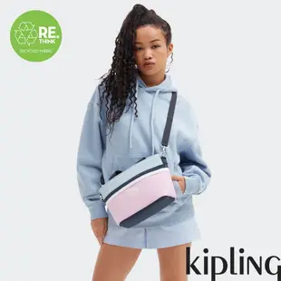 Kipling 藍粉撞色拼接大開口肩背包-MINTA