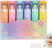 Zankie Glitter Highlighters,6 Color Aesthetic Highlighters - Shiny Color Highlighters Aesthetic Flash Shine, Cute Pastel Glitter Colors for Children