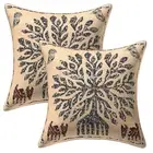 Boho Cushion Covers Beige 16x16 Applique Cotton Tree Of Life Throw Pillow Covers