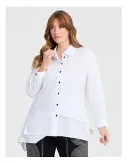 [Taking Shape] Cotton Stretch Mia Shirt White