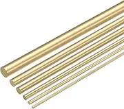 uxcell Brass Rods Round Solid Brass Stock Pin 2mm-8mm Assorted Diameter for 300mm Length Brass Rod for Drift Punches Various Shaft DIY Craft Model Plane Ship Cars(Pack of 6)