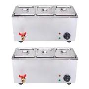 SOGA 2X Stainless Steel 3 X 1/2 GN Pan Electric Bain-Maire Food Warmer