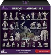 28 Hero & Animals for DND 28mm Bulk Dungeons and Dragons Miniatures I D&D Minis Tabletop Fantasy Figures I Campaign Setting & Quest