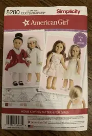 Simplicity 8280 American Girl 18" Doll Dress Clothes Sewing Pattern Uncut