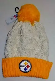 PITTSBURGH STEELERS NFL TEAM WOMENS WINTER POM POM HAT ACRYLIC KNIT OSFA