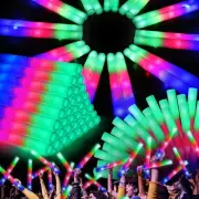 102 PCS Led Foam Sticks, Bulk Glow Sticks with 3 Colors Flashing, Light Up Ba...