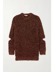 [Stella McCartney] Stella McCartney - Oversized Cutout Metallic Knitted Sweater - Copper - IT50 IT 50 Metallic