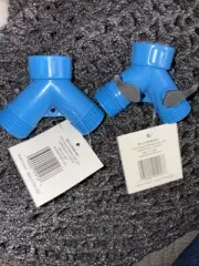 NWT 2-Way Splitters Y-Valves Adaptors Double Water Hose Connector Plastic Lot 2
