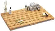 Waterproof Bamboo Bath Mat for Shower Wooden Floor for Bathroom Foldable