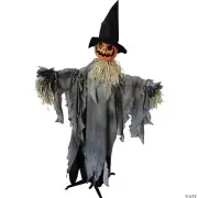 72" Animated Scarecrow Pumpkin with Hat Halloween Decoration